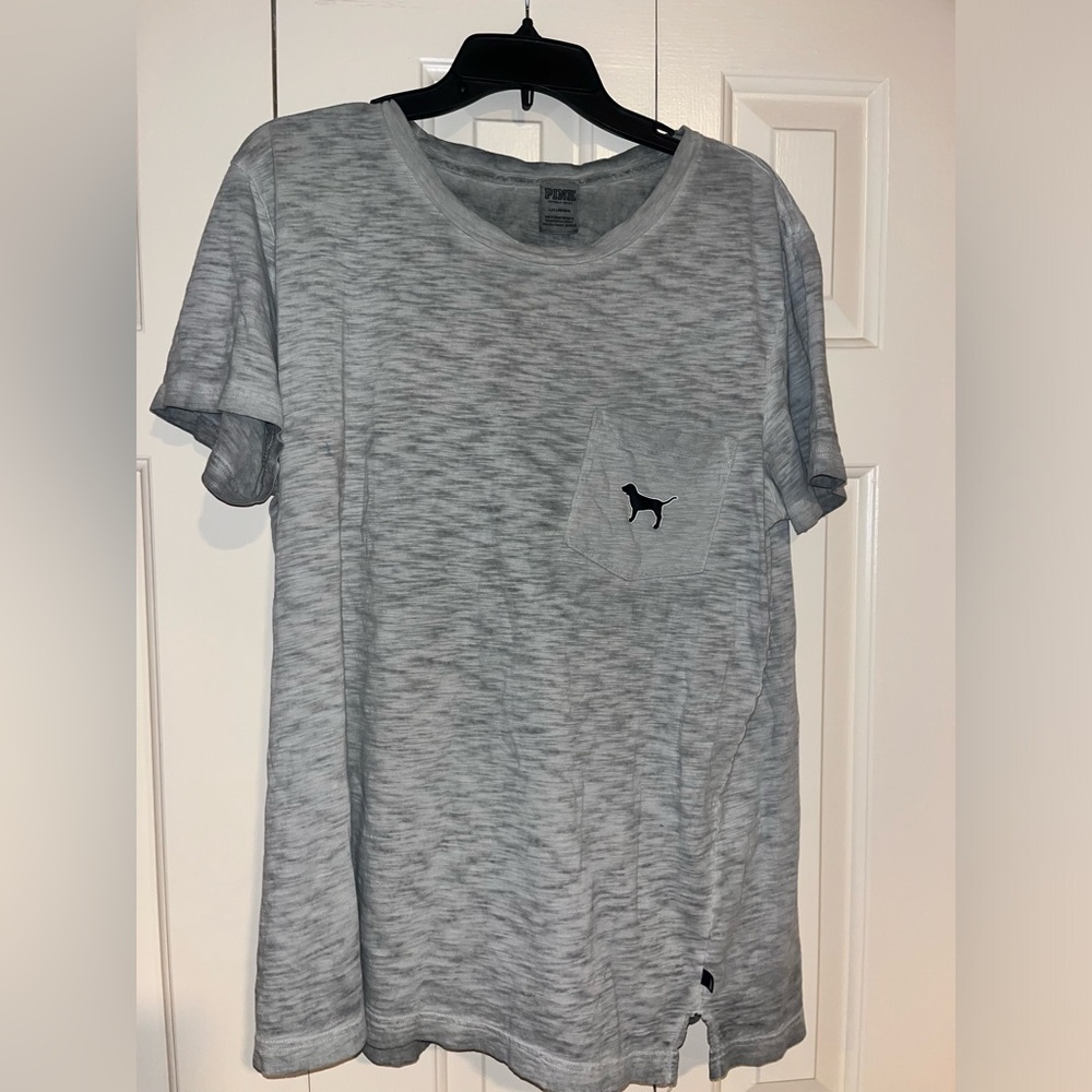 Pink Victoria's Secret Women's Gray Short Sleeve Tshirt